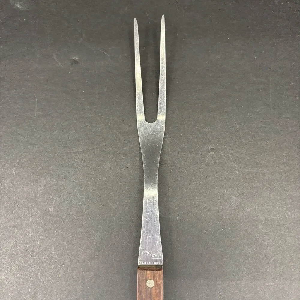 EKCO Flint 2 Prong‎ 12” Meat Carving Fork Mid Century Modern Stainless Vintage